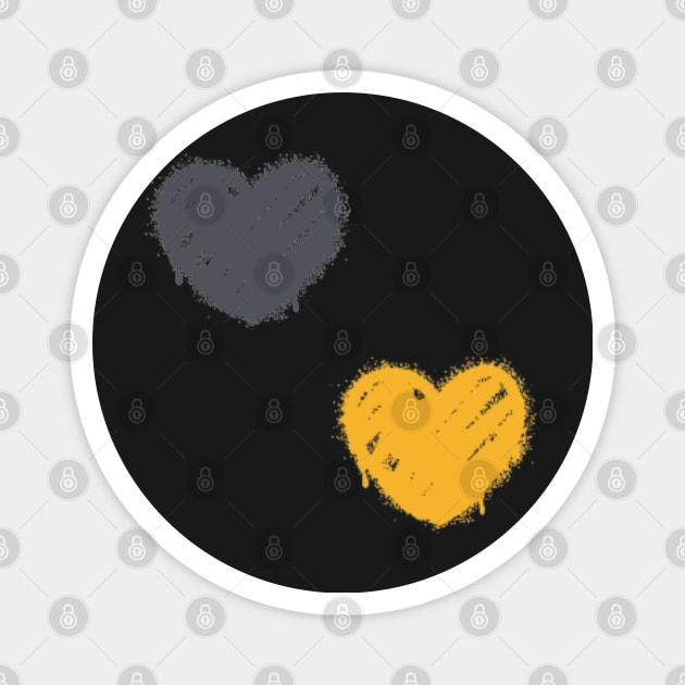 Spray Painted Hearts Black and Gold Magnet by jeanmbart